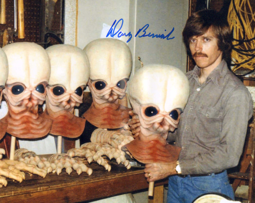 Doug Beswick with Creature Heads Behind the Scenes of Star Wars: A New Hope Signed 8x10 Photo