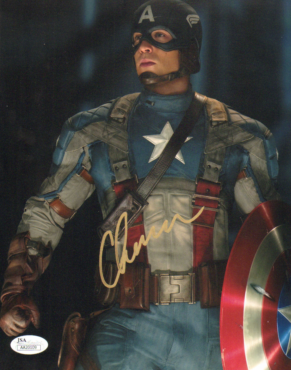 Chris Evans as Captain America in Captain America (JSA) Signed 8x10 Photo