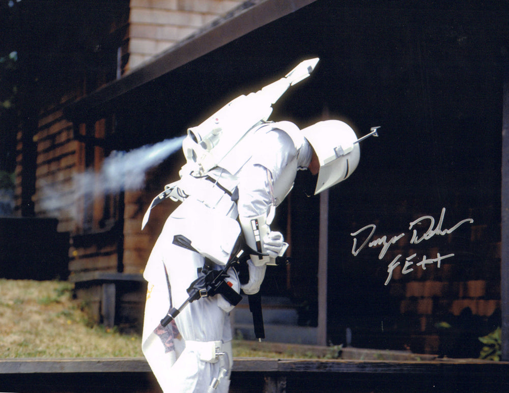 Duwayne Dunham Boba Fett White Prototype Stand-In Behind the Scenes of Star Wars: The Empire Strikes Back Signed 11x14 Photo with Character Name