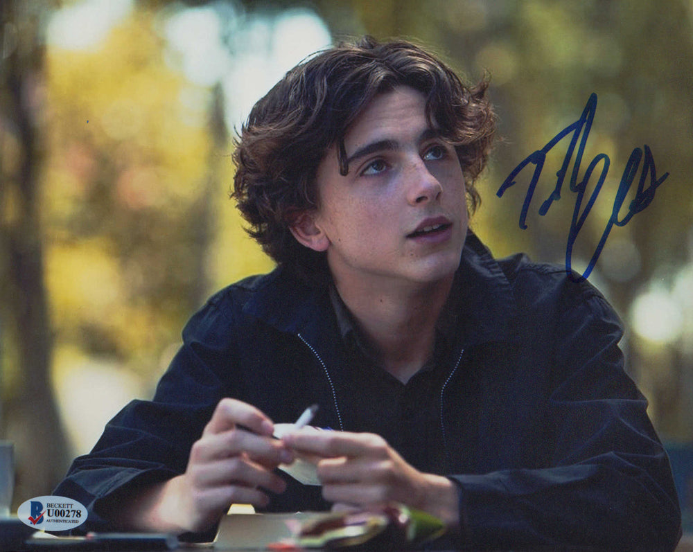 Timothee Chalamet as Kyle Scheible in Lady Bird (Beckett) Signed 8x10 Photo