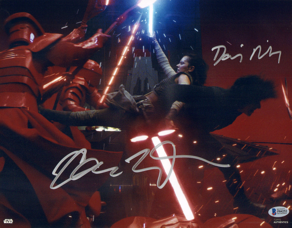 Daisy Ridley as Rey & Adam Driver as Kylo Ren in Star Wars: The Last Jedi (Beckett) Signed 11x14 Photo