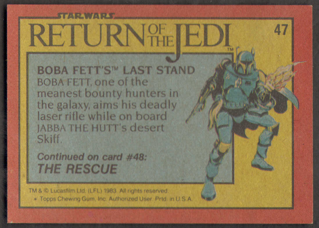 
                  
                    Glenn Randall Jr. Boba Fett Stunt Actor in Star Wars: Return of the Jedi Signed Topps Trading Card #47
                  
                