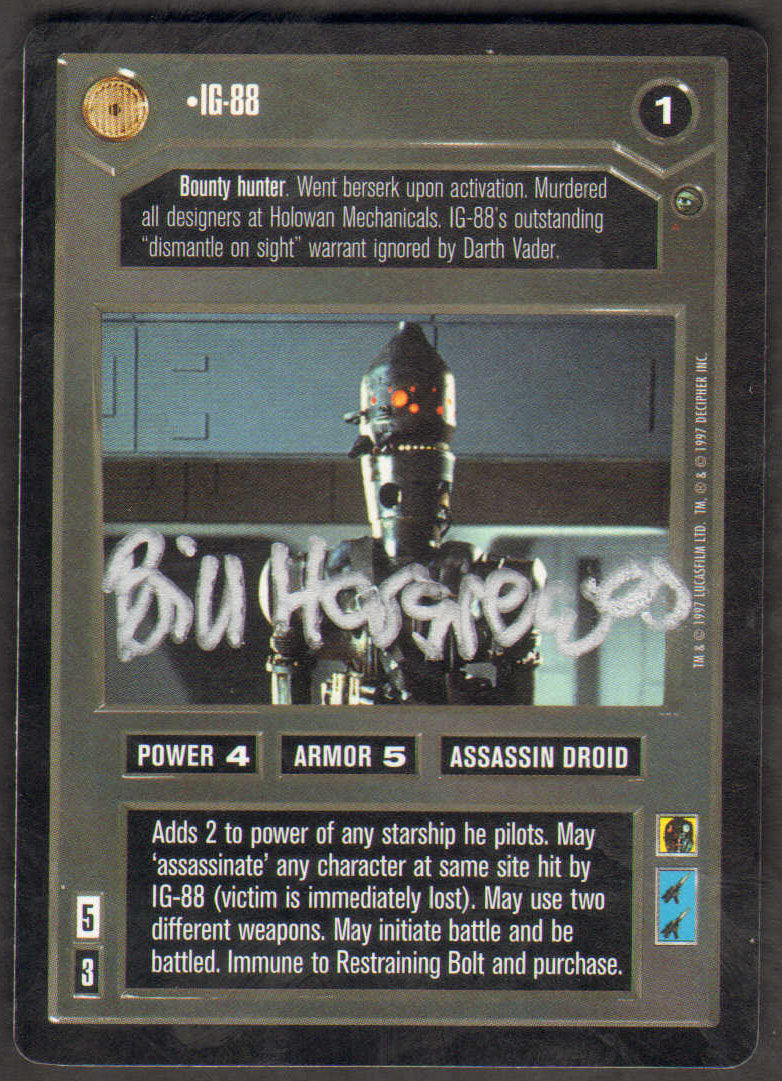 Bill Hargreaves as IG-88 in Star Wars: The Empire Strikes Back Signed Trading Card #1