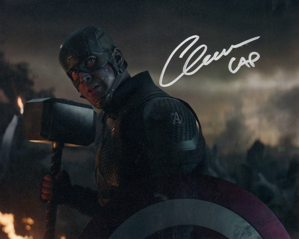 Chris Evans as Captain America in Avengers: Endgame Signed 8x10 Photo with Character Name