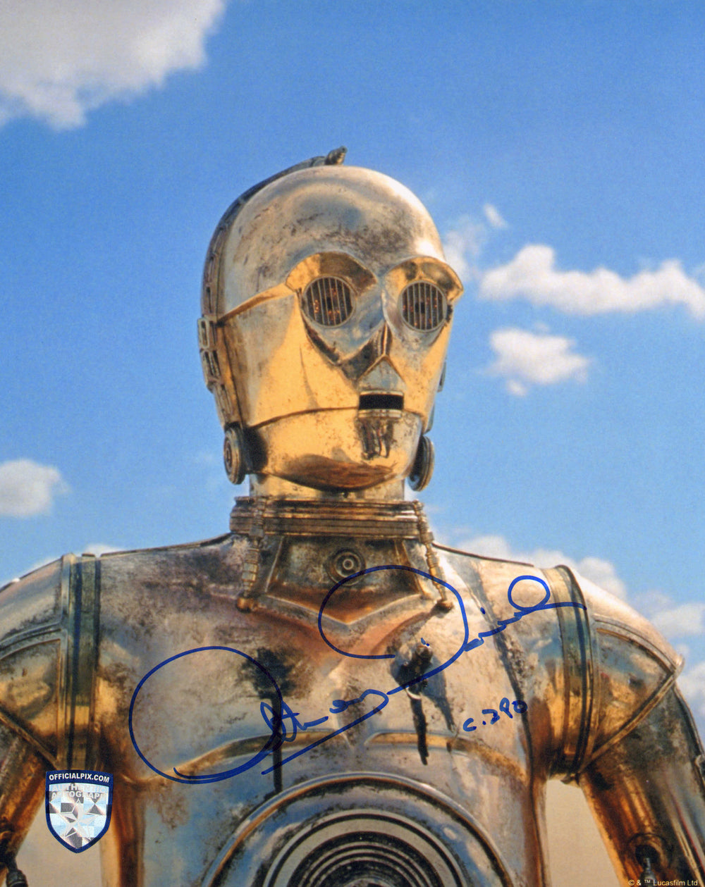 Anthony Daniels as C-3PO in Star Wars: A New Hope (Official Pix) Signed 8x10 Photo with Character Name