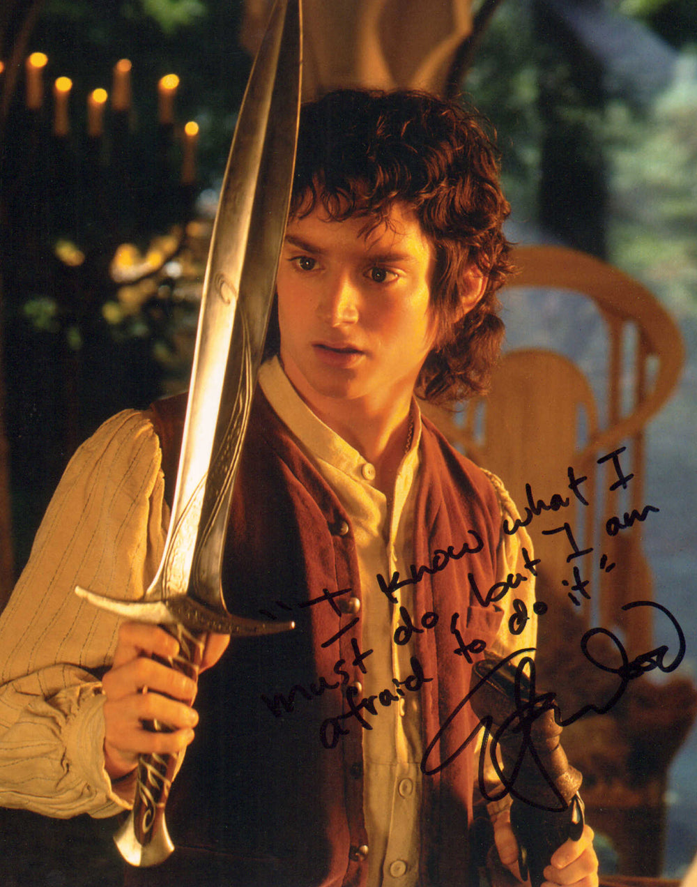 Elijah Wood as Frodo in The Lord of the Rings: The Fellowship of the Ring Signed 8x10 Photo with Quote