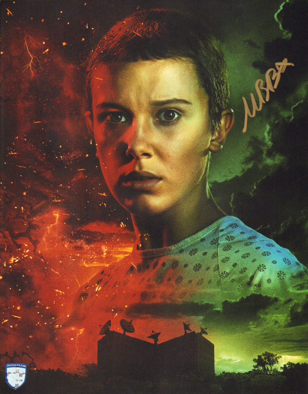 Millie Bobby Brown as Eleven in Stranger Things (Official Pix) Signed 11x14 Photo