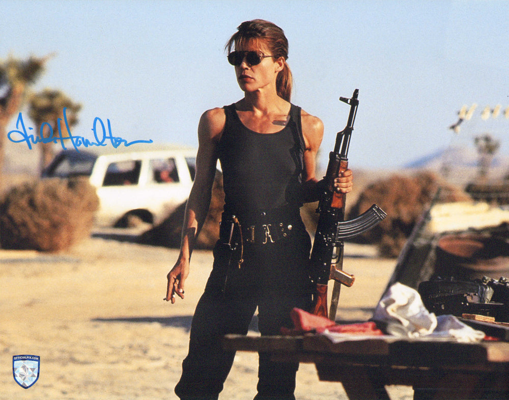 Linda Hamilton as Sarah Connor in Terminator 2: Judgement Day (Official Pix) Signed 11x14 Photo
