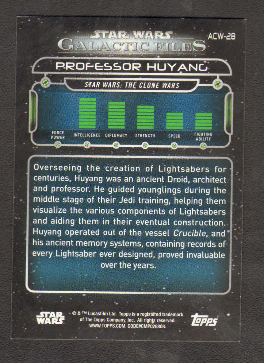 
                  
                    David Tennant as Professor Huyang in Star Wars: The Clone Wars Signed Topps Trading Card ACW-28
                  
                