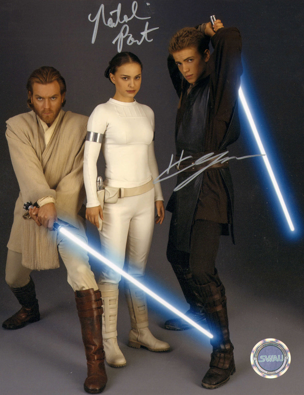 Natalie Portman as Padme Amidala & Hayden Christensen as Anakin Skywalker in Star Wars Episode II: Attack of the Clones (SWAU) Signed 8x10 Photo