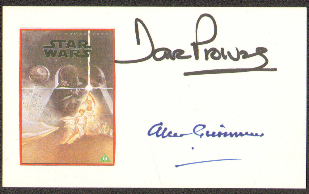 Dave Prowse as Darth Vader & Alec Guinness as Obi-Wan Kenobi in Star Wars: A New Hope Signed 3x5 Index Card