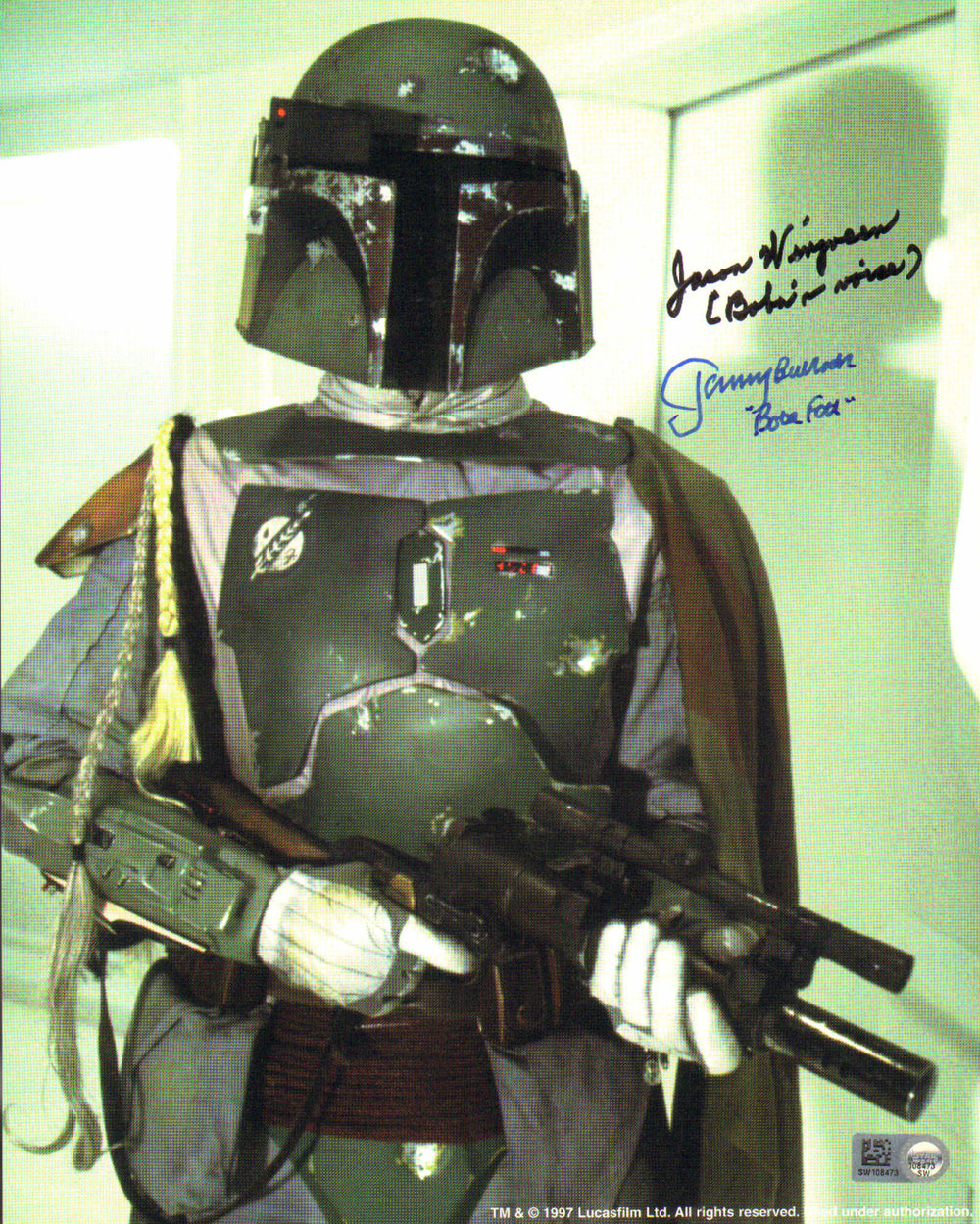 Jason Wingreen and Jeremy Bulloch as Boba Fett in Star Wars: The Empire Strikes Back (Topps) Signed 8x10 Photo with Chatacter Name