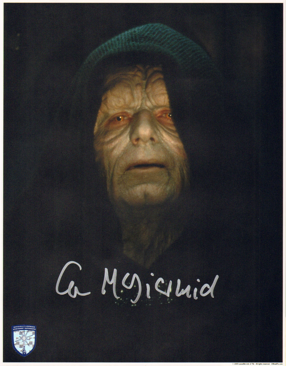 Ian McDiarmid as The Emperor in Star Wars: Return of the Jedi (Official Pix Lightsaber Shield) Signed 11x14 Photo