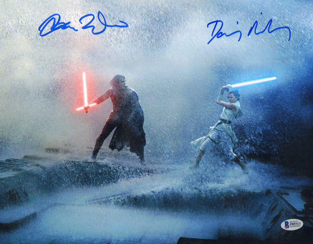 Daisy Ridley as Rey & Adam Driver as Kylo Ren in Star Wars: The Rise of Skywalker (Beckett) Signed 11x14 Photo