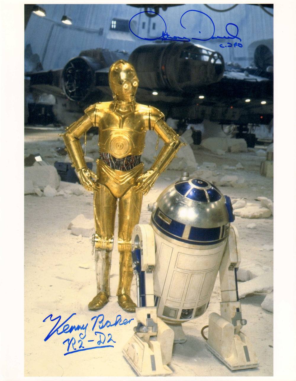 Anthony Daniel as C-3PO & Kenny Baker as R2-D2 in Star Wars: The Empire Strikes Back Signed 11x14 Photo