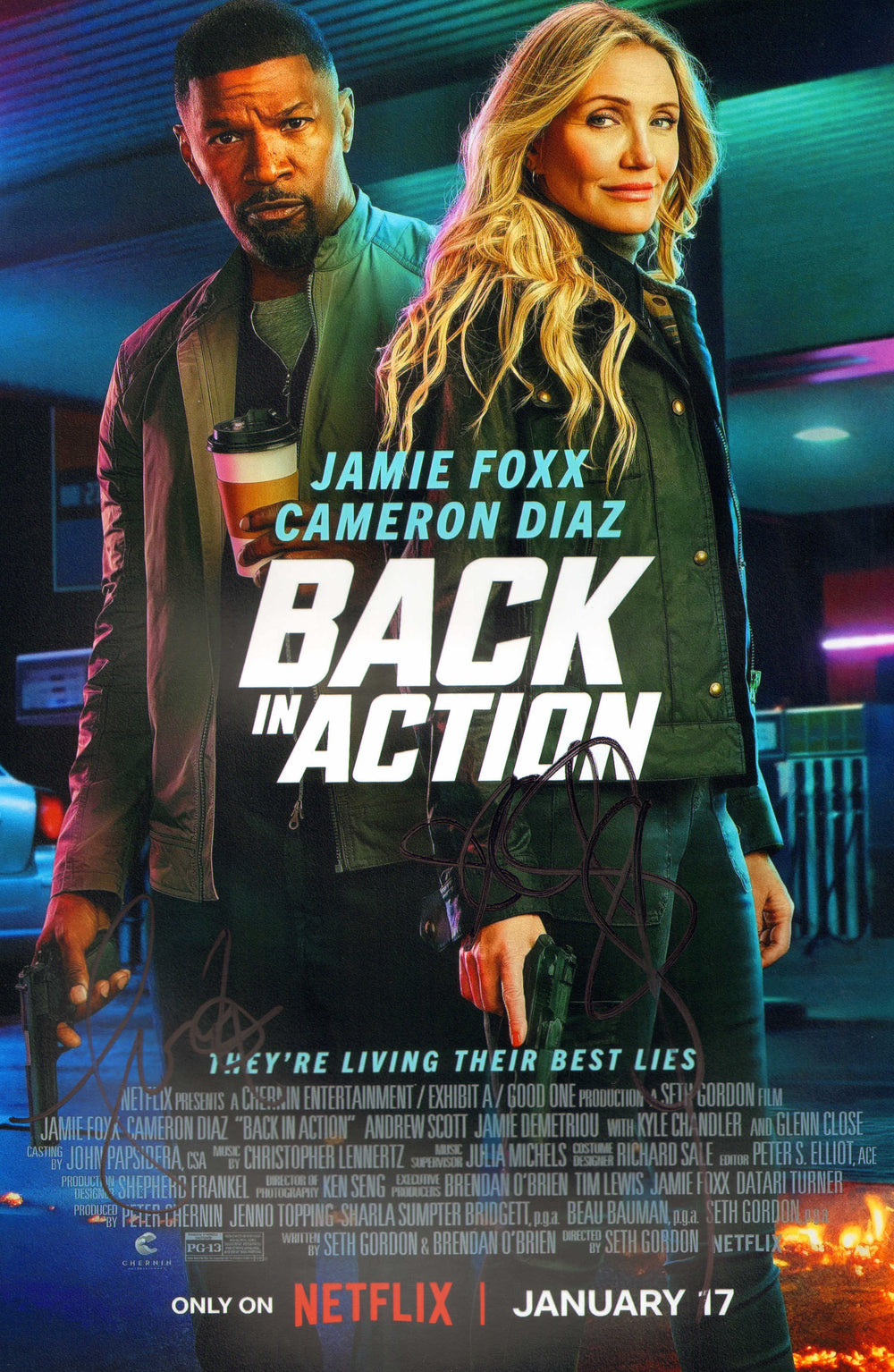 Jamie Foxx as Matt & Cameron Diaz as Emily in Back in Action Signed 8x12 Photo