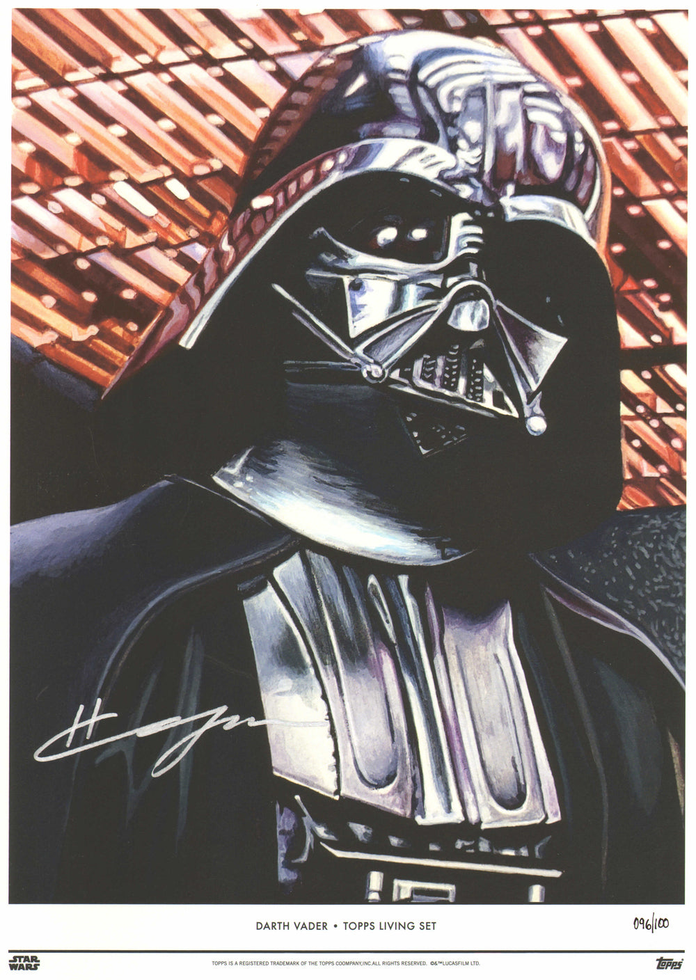 Hayden Christensen as Darth Vader in Star Wars: A New Hope (Beckett) Signed 10x14 Topps Living Set Art Print #96/100
