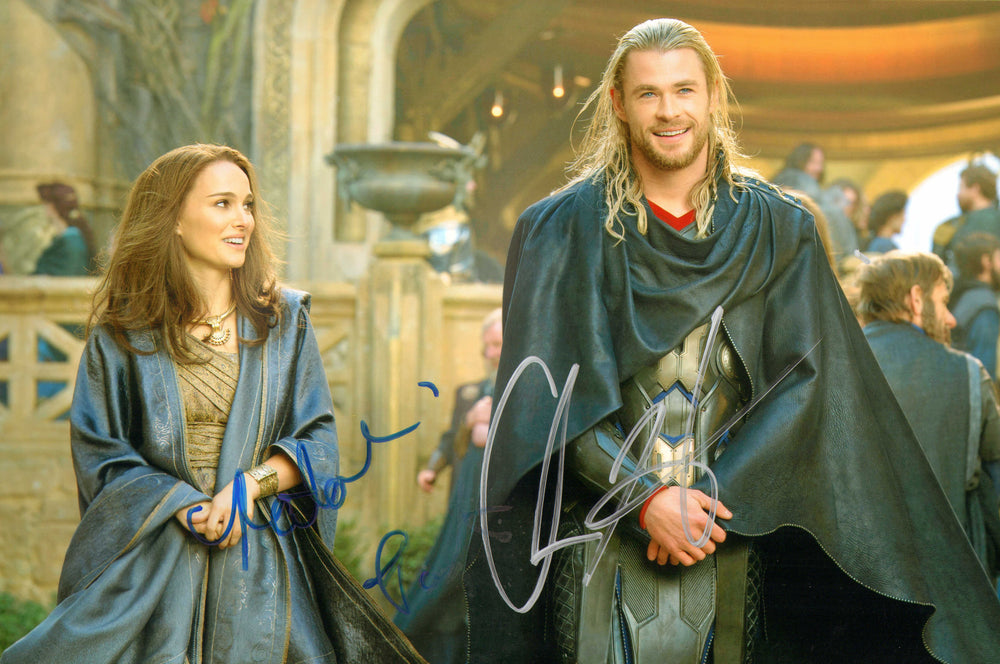 Chris Hemsworth as Thor & Natalie Portman as Jane Foster in Thor: The Dark World Signed 8x12 Photo