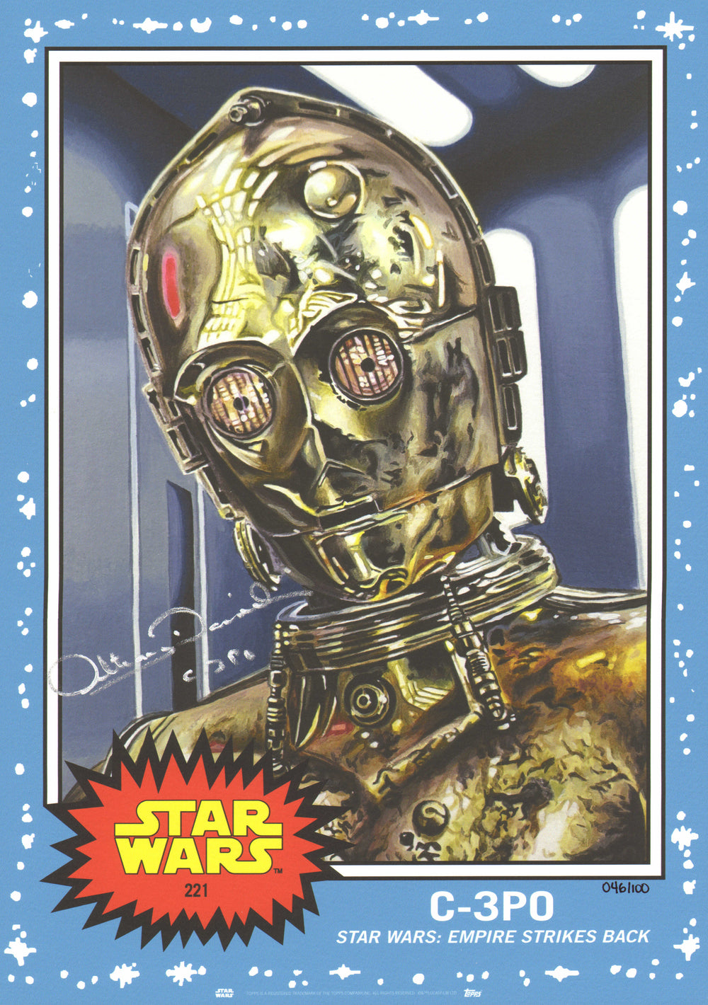 Anthony Daniels as C-3PO in Star Wars: A New Hope (JSA) Signed 10x14 Topps Living Set Art Print #46/100 with Character Name