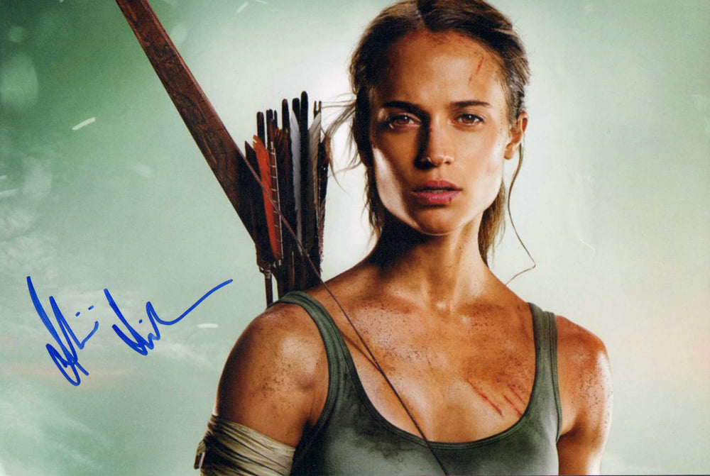 Alicia Vikander as Lara Croft in Tomb Raider Signed 8x12 Photo