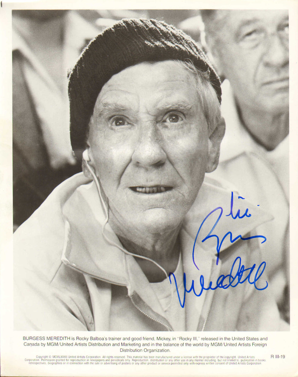 Burgess Meredith as Mickey Goldmill in Rocky III Signed 8x10 Press Photo