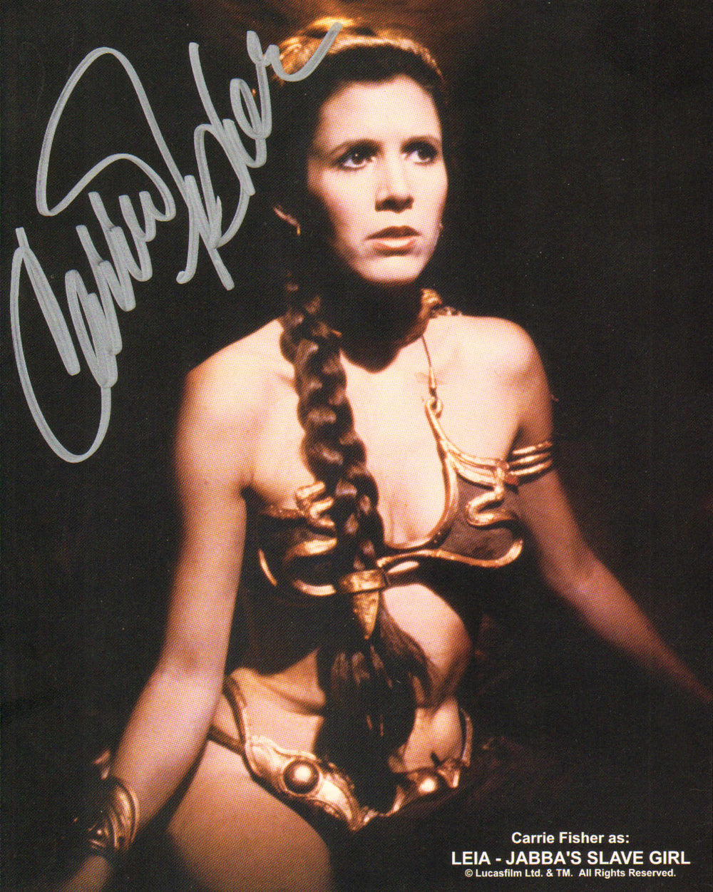 Carrie Fisher as Slave Princess Leia in Star Wars: Return of the Jedi Signed 8x10 Photo