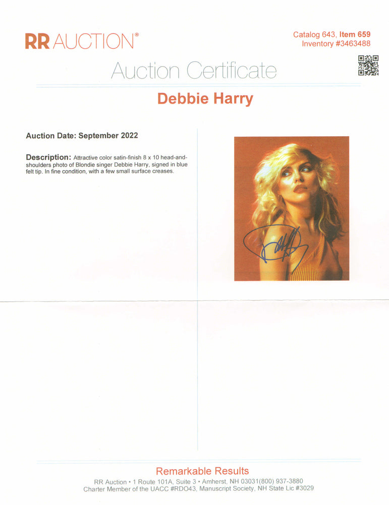 
                  
                    Debbie Harry Singer of Blondie Signed 8x10 Photo
                  
                