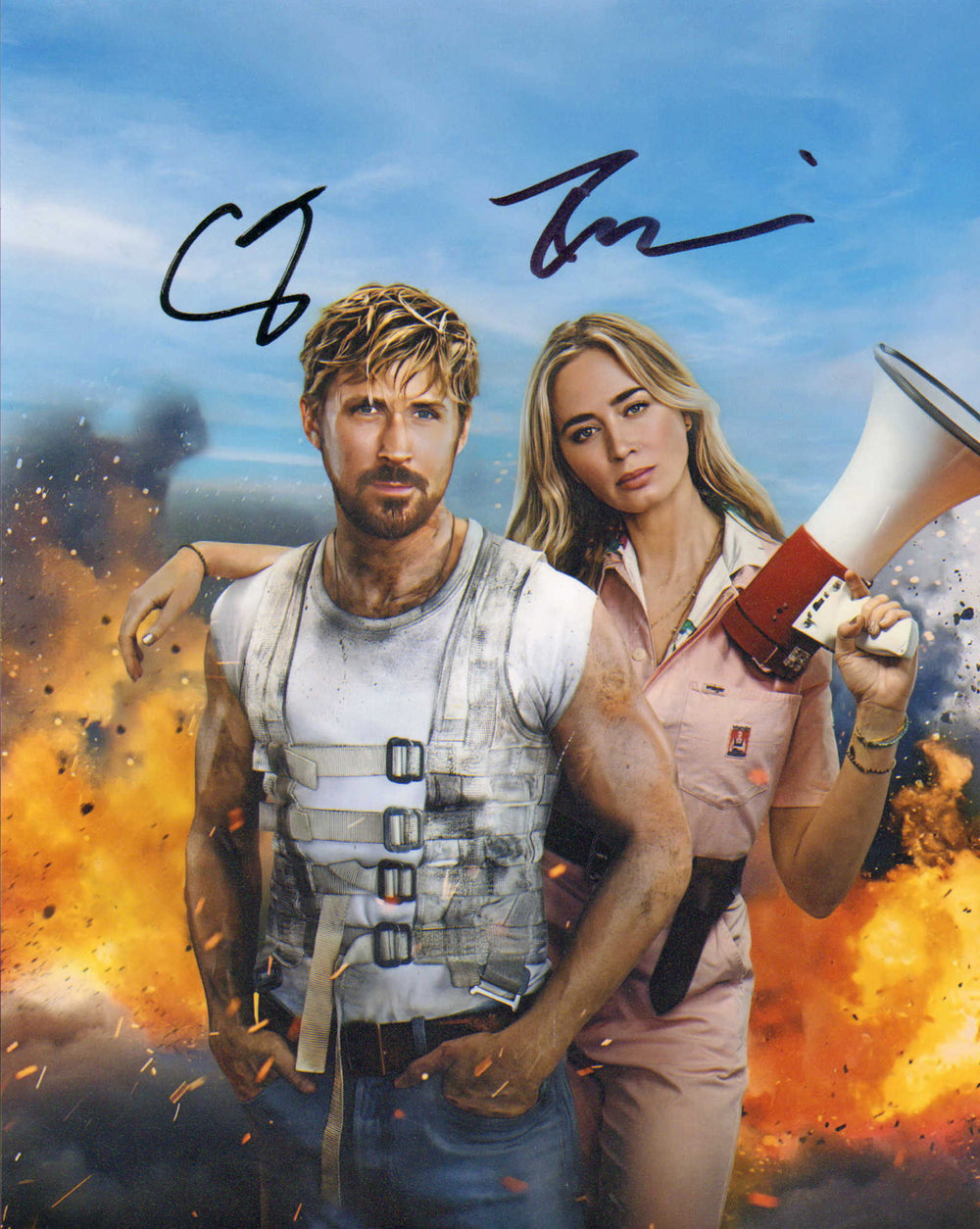 Ryan Gosling as Colt Seavers & Emily Blunt as Jody Moreno in The Fall Guy Signed 8x10 Photo