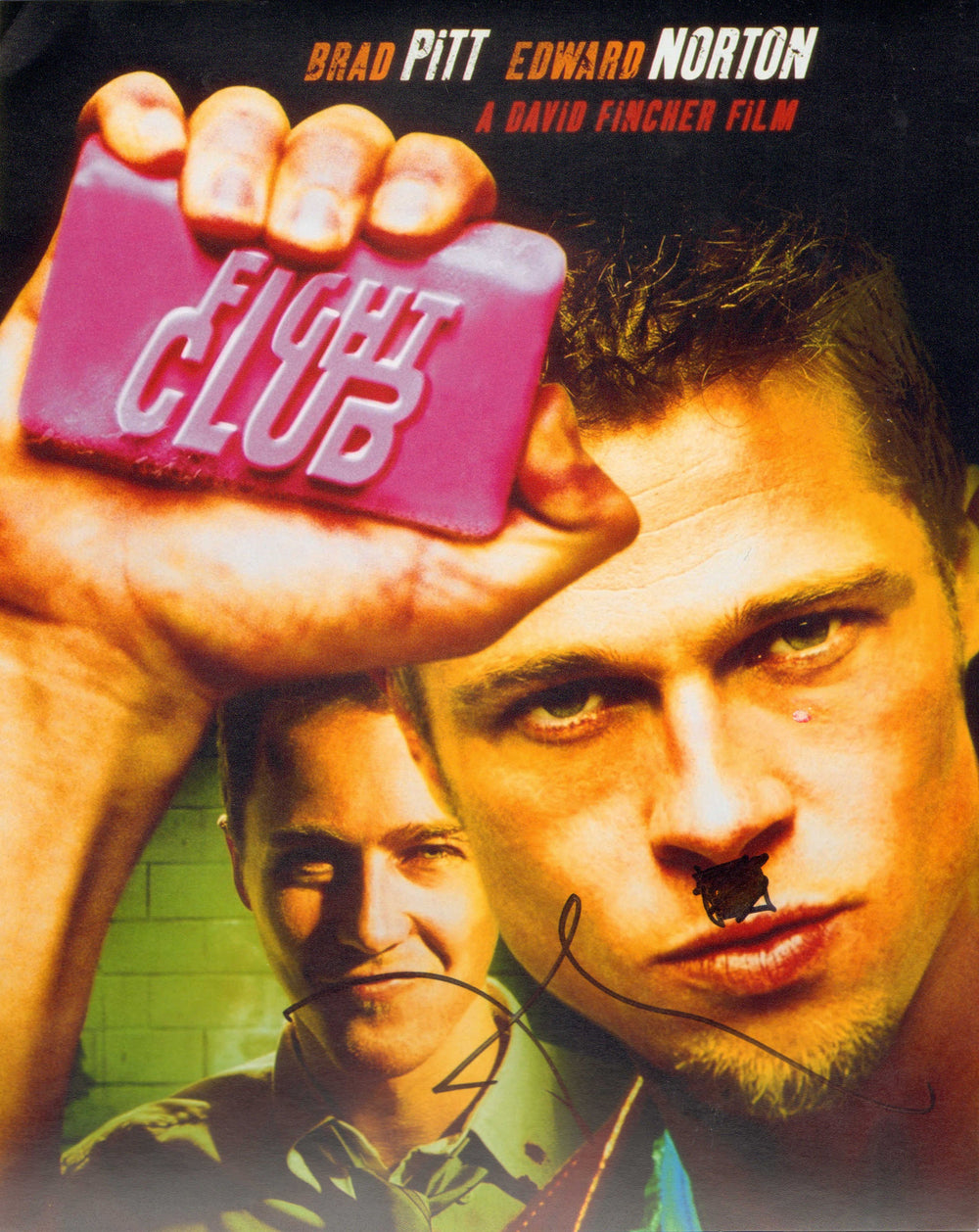 David Fincher Director of Fight Club Signed 8x10 Photo with Hitler Mustache Doodle
