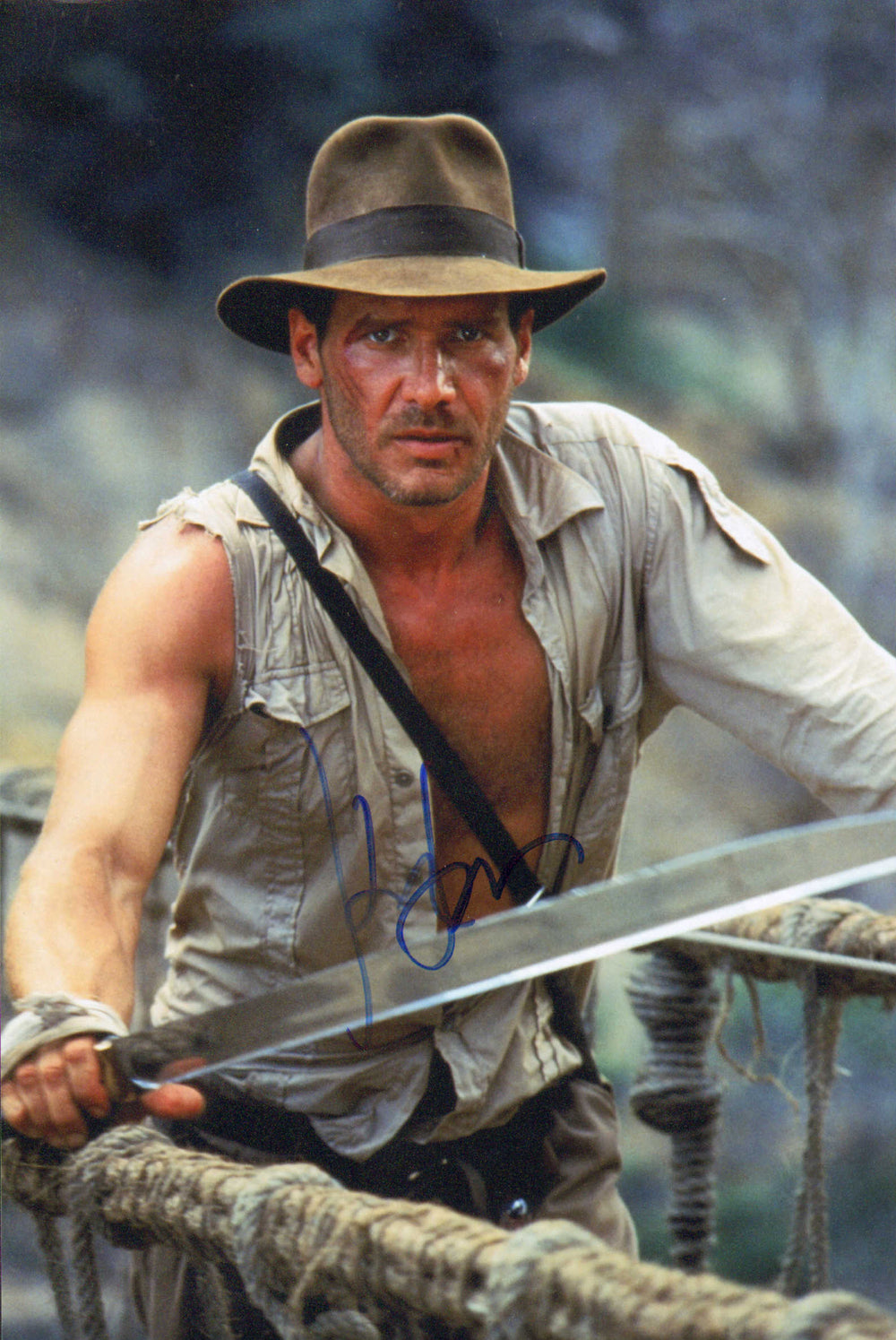 Harrison Ford as Indiana Jones in Indiana Jones and the Temple of Doom Signed 8x12 Photo
