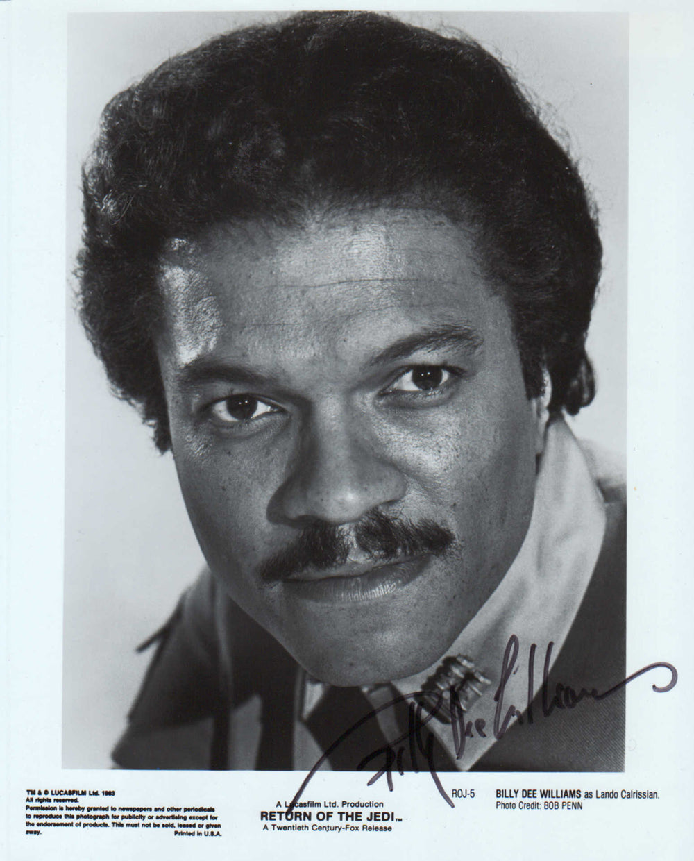Billy Dee Williams as Lando in Star Wars: Return of the Jedi Signed 8x10 Press Photo