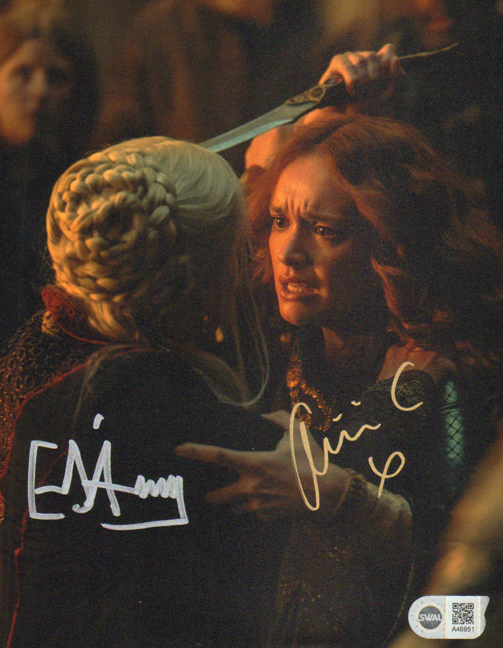 Emma D’Arcy as Princess Rhaenyra Targaryen vs. Olivia Cooke as Alicent Hightower in HBO's House of the Dragon (SWAU) Signed 8x10 Photo