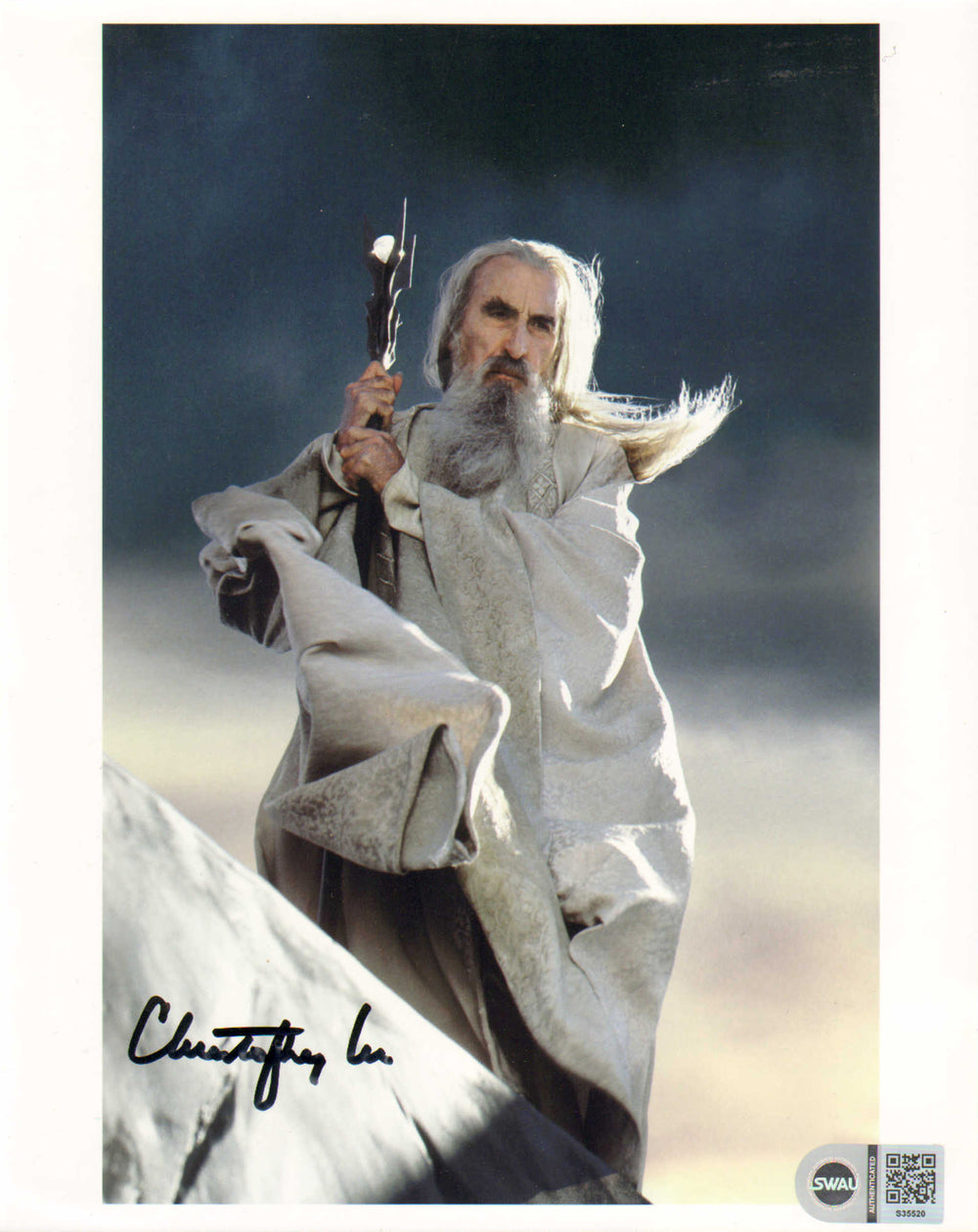 Christopher Lee as Saruman in The Lord of the Rings: The Fellowship of the Ring (SWAU) Signed 8x10 Photo