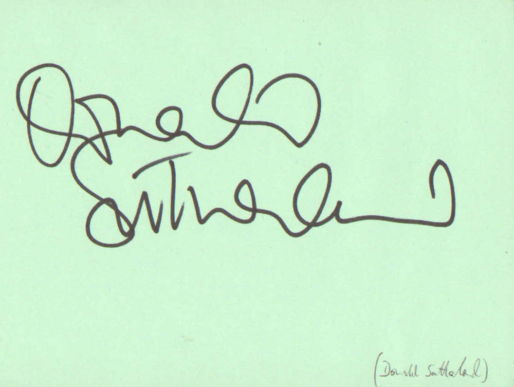 Donald Sutherland from Invasion of the Body Snatchers, Animal House, & The Hunger Games Signed 5.5x4 Index Card