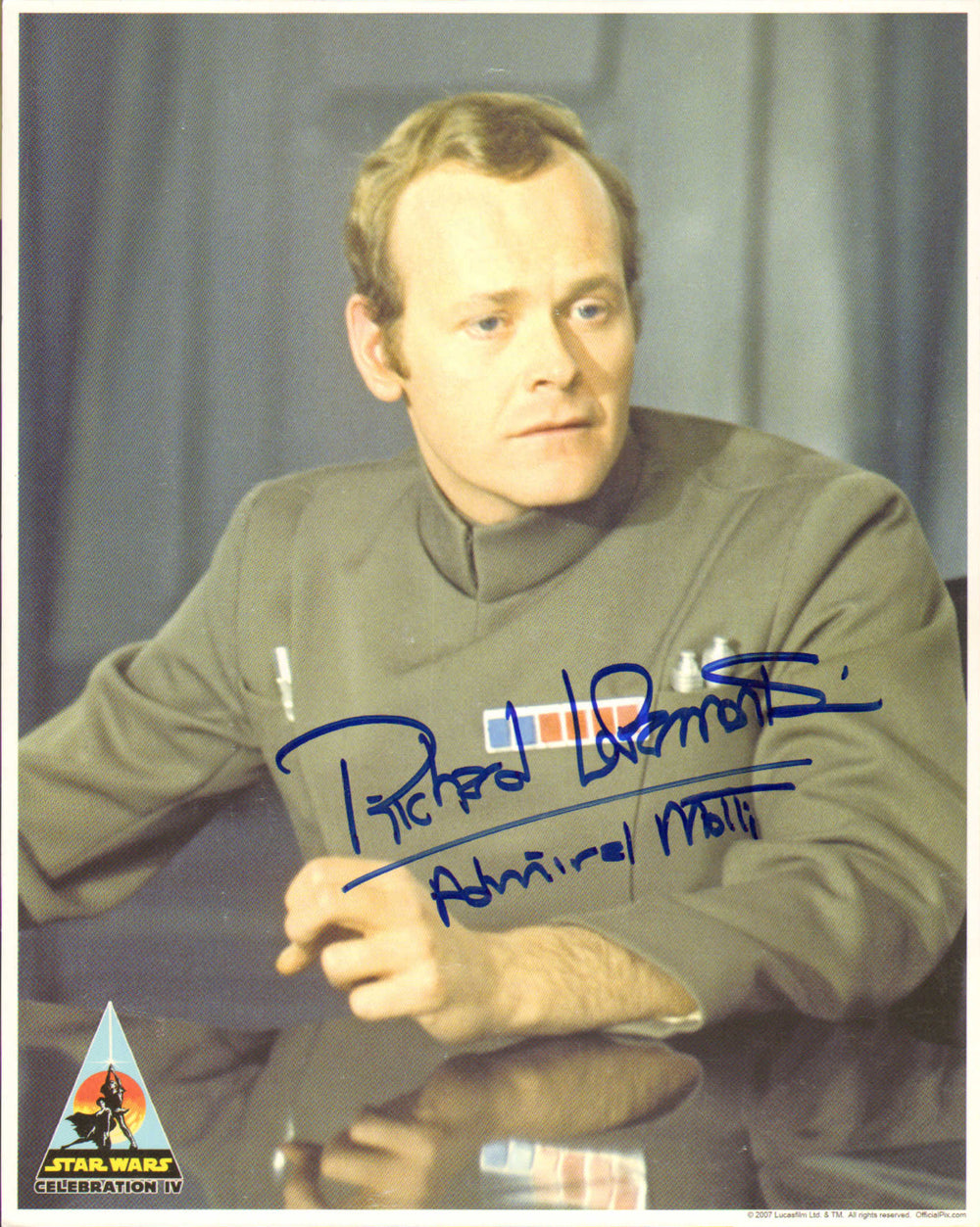 Richard LeParmentier as Admiral Motti in Star Wars: A New Hope (Official Pix Celebration IV) Signed 8x10 Photo with Character Name