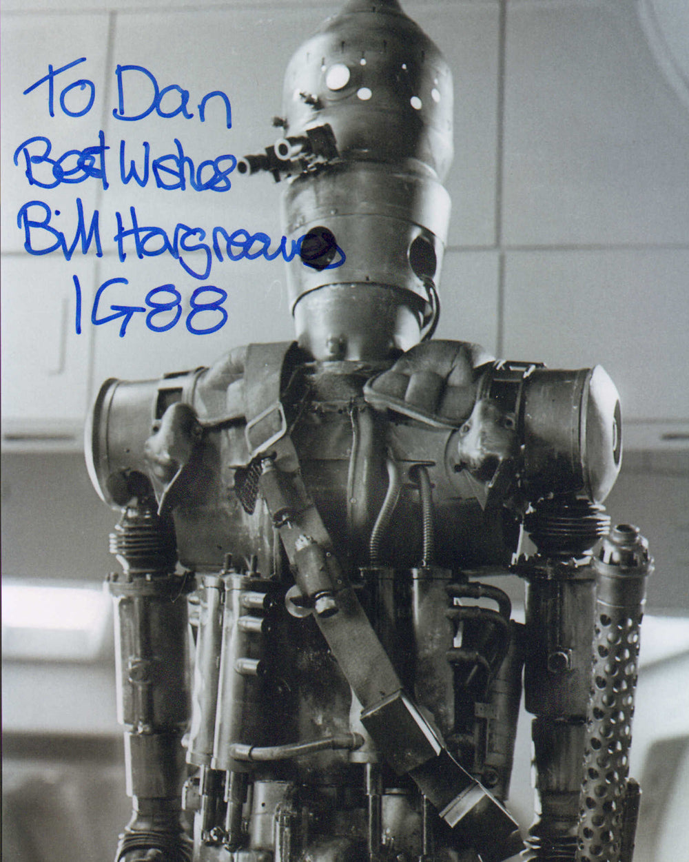 Bill Hargreaves as IG-88 Bounty Hunter in Star Wars: The Empire Strikes Back Signed 8x10 Photo with Character Name