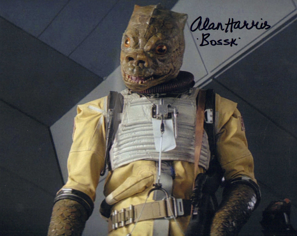 Alan Harris as Bossk Bounty Hunter in Star Wars: The Empire Strikes Back Signed 8x10 Photo with Character Name