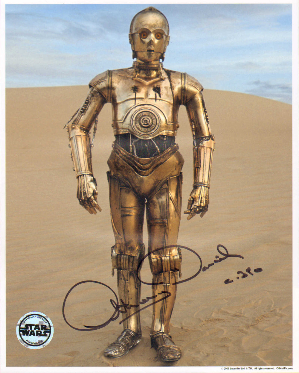 Anthony Daniels as C-3PO in Star Wars: A New Hope (Official Pix) Signed 8x10 Photo