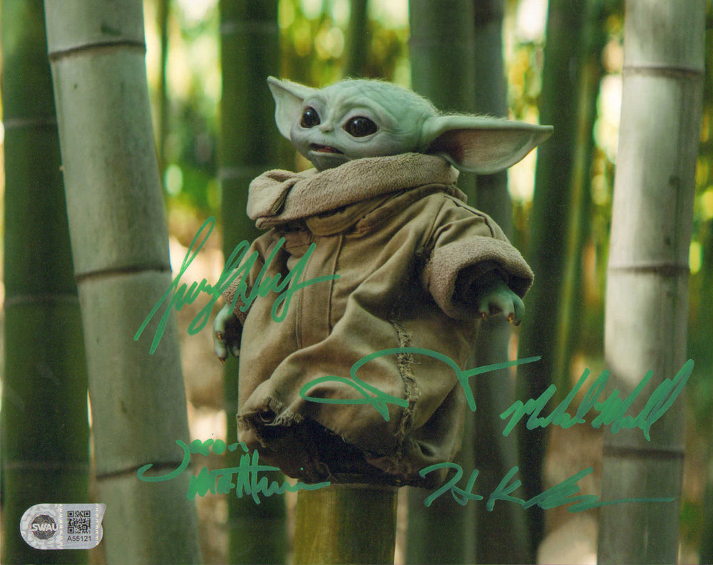 Star Wars: The Mandalorian Baby Yoda Grogu (SWAU) 8x10 Photo Signed by John Rosengrant, Trevor Hensley, Jason Matthews, Mike Manzel, & Hiroshi (Kan) Kieuchi