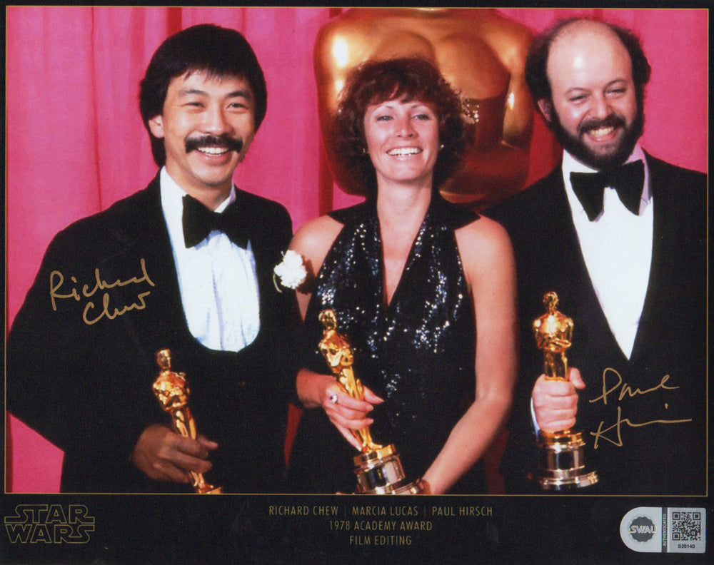 Paul Hirsch and Richard Chew at the 1978 Academy Awards for Star Wars Editing (SWAU) Signed 8x10 Photo