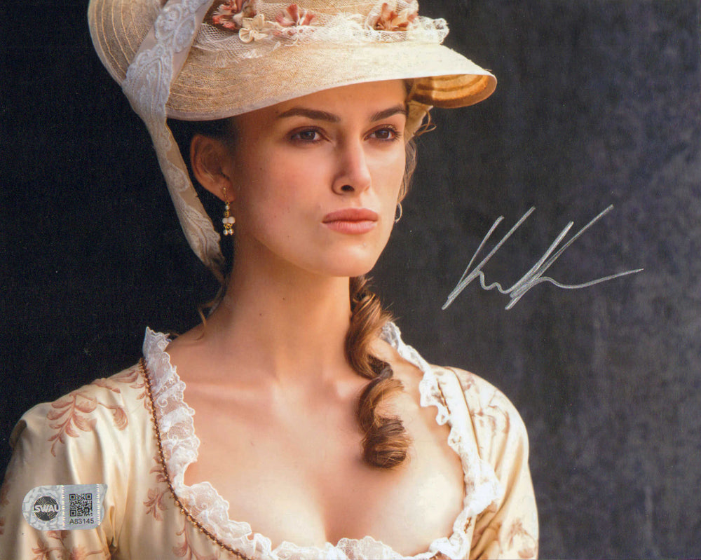 Keira Knightley as Elizabeth Swann with Will Turner in Pirates of the Caribbean: The Curse of the Black Pearl (SWAU) Signed 8x10 Photo