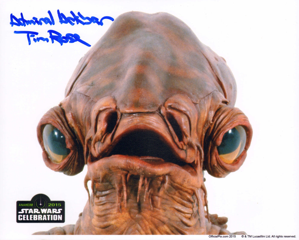 Tim Rose as Admiral Ackbar in Star Wars: Return of the Jedi (Official Pix Celebration) Signed 8x10 Photo with Character Name