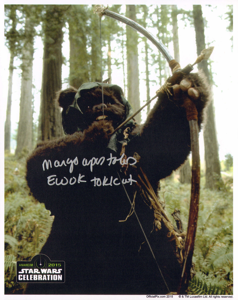 Margo Apostolos as Ewok Tokkat in Star Wars: Return of the Jedi (Official Pix Celebration) Signed 8x10 Photo with Character Name