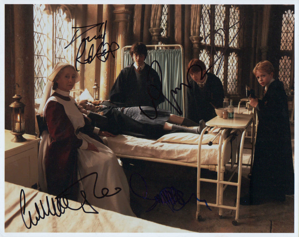 Harry Potter and the Chamber of Secrets 8x10 Photo Cast Signed by Daniel Radcliffe, Rupert Grint, Emma Watson, Hugh Mitchell, and Gemma Jones