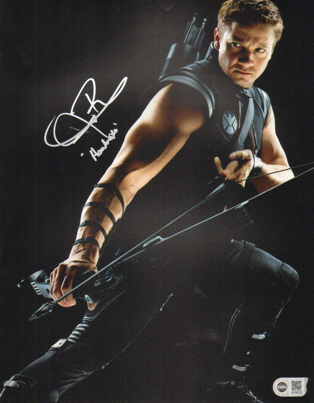 Jeremy Renner as Hawkeye in The Avengers Promotional Photo (SWAU) Signed 11x14 Photo with Character Name