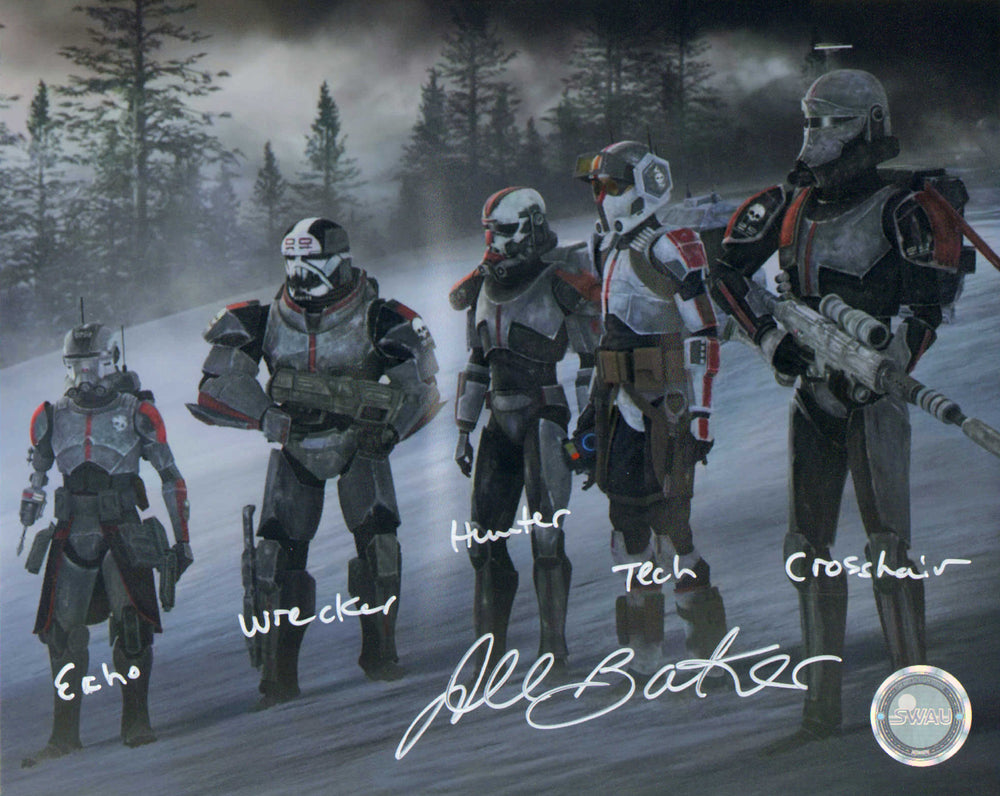 Dee Bradley Baker as Clone Force 99 in Star Wars: The Bad Batch (SWAU) Signed 8x10 Photo with Character Names