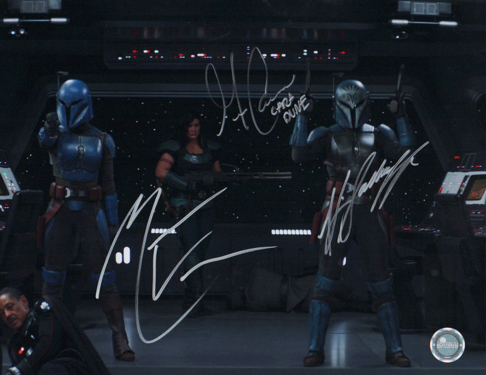 Gina Carano as Cara Dune, Katee Sackhoff as Bo-Katan, & Mercedes Varnado as Koska Reeves in Star Wars: The Mandalorian (SWAU) Signed 11x14 Photo with a Character Name