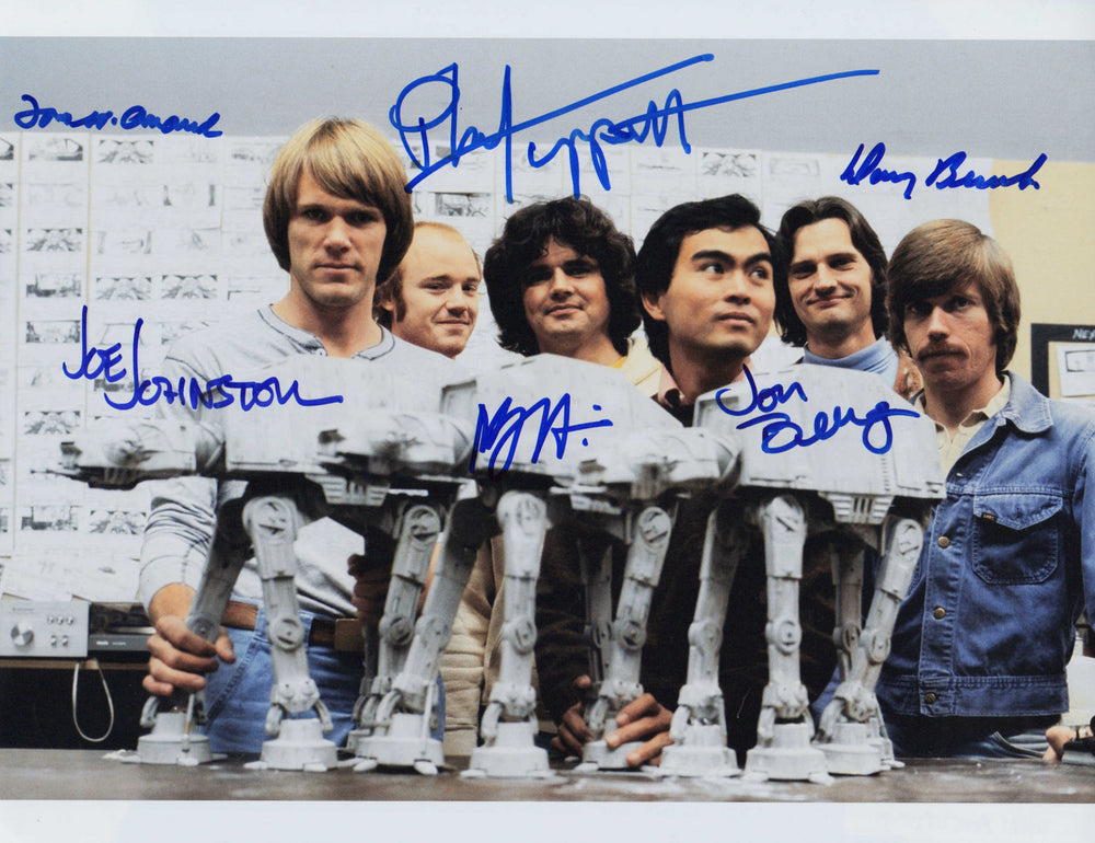 Joe Johnston, Phil Tippett, Tom St. Amand, Nilo Rodis-Jamero, Jon Berg and Doug Beswick Behind the Scenes of Star Wars: The Empire Strikes Back Signed 11x14 Photo