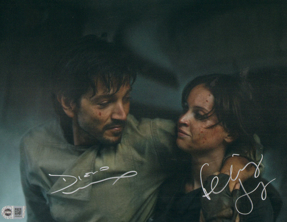 Diego Luna as Cassian Andor & Felicity Jones as Jyn Erso in Rogue One: A Star Wars Story (SWAU) Signed 11x14 Photo