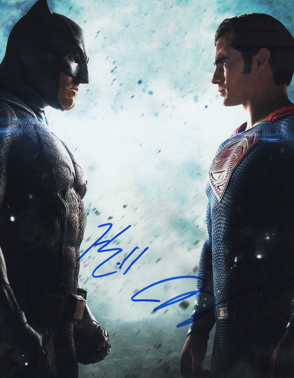 Ben Affleck as Batman and Henry Cavill as Superman in Batman v Superman: Dawn of Justice (K9) Signed 11x14 Photo